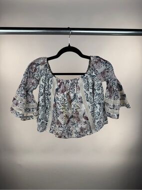 Tularosa Peacock Floral Print Crop Top Boho Size XS